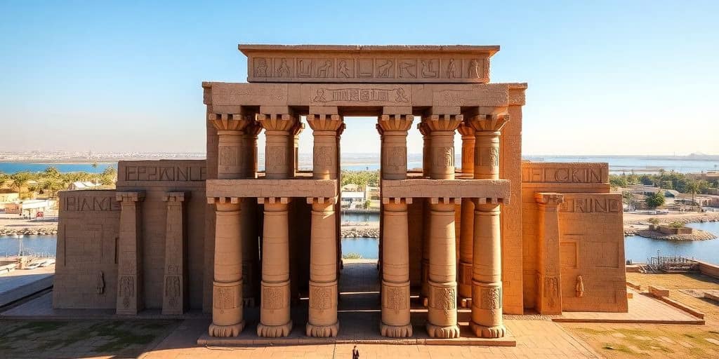 Temple of Kom Ombo with intricate carvings and columns.