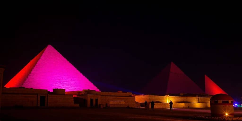 Vibrant Sound and Light Show at the Pyramids of Giza.