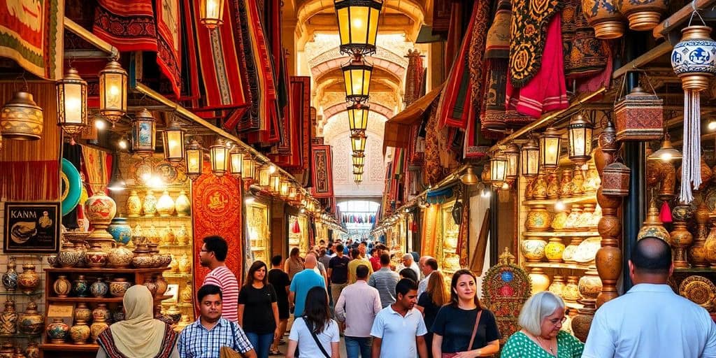 Bustling marketplace at Khan Al-Khalili in Egypt.